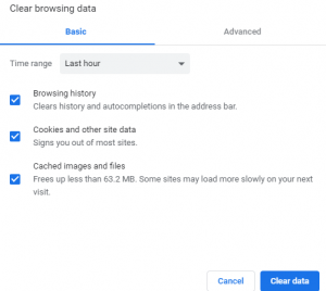 Chrome clear browsing data